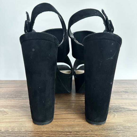 ZARA Trafalcc Y2K Chunky Platform Black Velvet Heels Size 38 = 7.5 or 8 - Picture 3 of 6